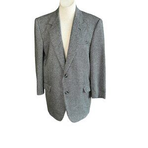 Ted Lapidus Vintage Black and White Herringbone Tweed Sports Coat Blazer Size 42